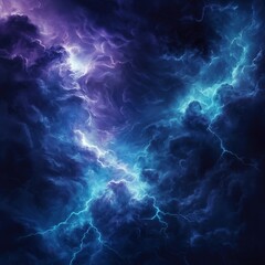 Fototapeta premium A dramatic sky filled with vibrant lightning strikes and swirling storm clouds creates a sense of awe and raw natural power