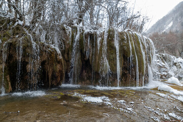Arrow Bamboo Lake Waterfalls in Juizhaigou, China, is a UNESCO world natural and cultural site. As...