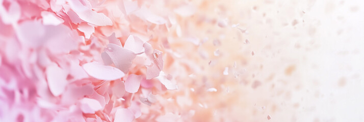 Vibrant pink confetti explosion with soft bokeh background