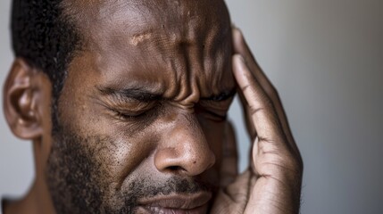 Fototapeta premium A man with headache and stressed expression.