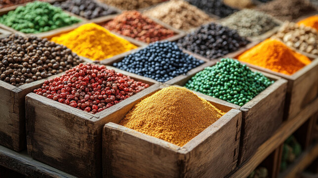 AI-powered spice trade hub, real-time global market analysis influencing automated production adjustments, spice freshness optimized for export