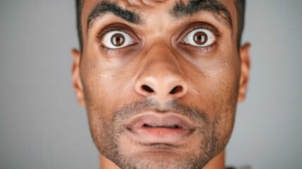 Obraz premium The image features a male face making an expressive facial expression.