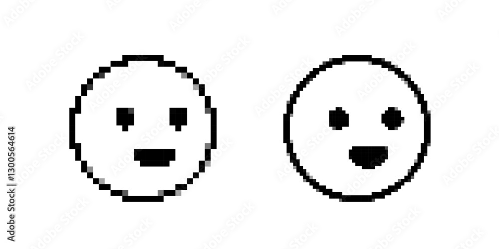 Poster two pixel art smiley faces with simple features and bold outlines create a playful look.