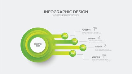 Business 4 option infographic presentation vector 3D colorful balls illustration. Infographic design vector and marketing icons can be used for workflow layout, diagram, annual report, web design.