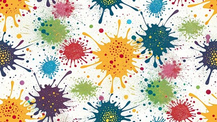 Panoramic Multicolored Paint Splatter Background - Abstract Art Texture Wallpaper