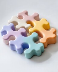 Obraz premium Colorful Soft Puzzle Pieces on a Light Background for Creative Play