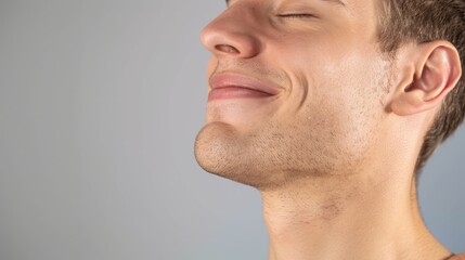 Fototapeta premium The image shows a male person, likely an adult based on facial features and full beard.