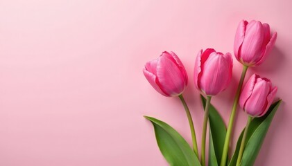 Pink tulips with subtle shading on a light pink background, garden, pastel, delicate