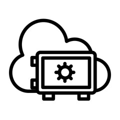 Cyber Vault Vector Line Icon Design