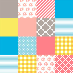 Seamless pattern with multi-colored patchwork squares