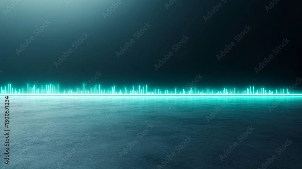 Poster A glowing bar chart shows sharp upward trends in neon blue light, representing rapid growth and success against a dark gradient backdrop with empty space for text