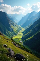 Obraz premium Aerial view of Glencoe, showing mountains and valley, travel photography, aerial