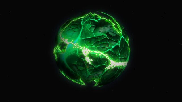 Looped Animation of a Shattered Kryptonite Planet Drifting in Space
