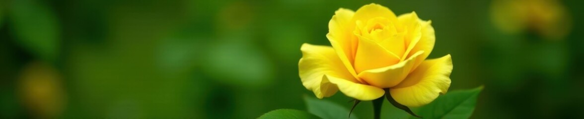 Close-up of vibrant yellow rose blossom, lush green foliage , plant, gold