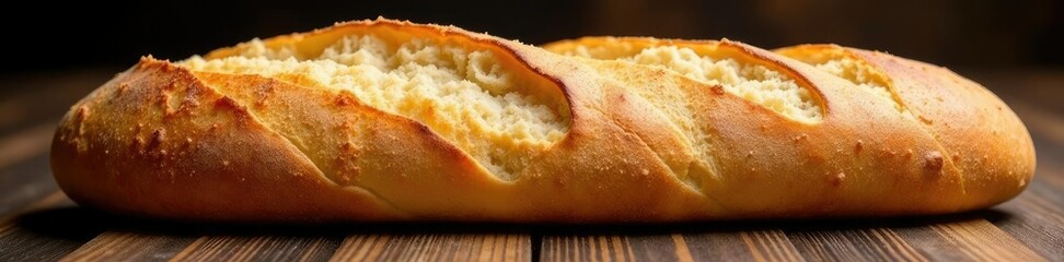 Freshly baked baguette with a warm golden crust, French bread, warm bread, artisanal bread