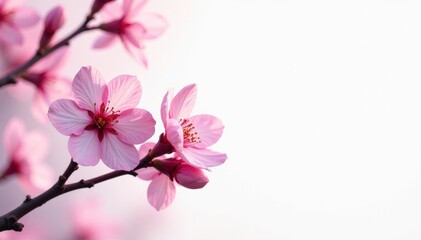 Fototapeta premium Full bloom sakura, ethereal beauty against pure white, botanical, spring