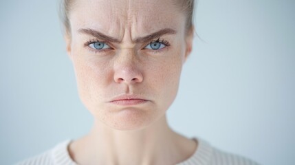 Woman scowling at camera