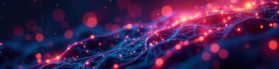 Fototapeta premium Intricate fiber optic network, illuminated backdrop , vibrant, digital, texture