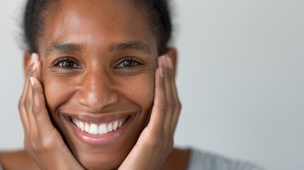 A smiling woman with an adorable expression.