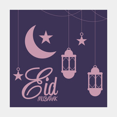 Eid Mubarak Greeting With Crescent Moon