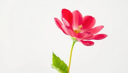 Fototapeta premium A single vibrant bloom, petals unfurled, against a pure white backdrop, single, texture