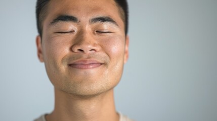 Obraz premium Asian man smiling at camera