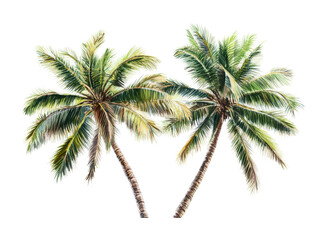 Bright palm trees sway gently in the warm sunlight, creating an inviting tropical atmosphere ideal for relaxation and leisure, cut out