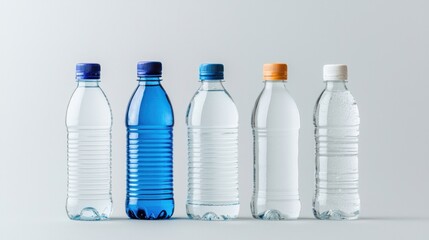 Clean studio display of refreshing mineral water bottles - close-up hydration concept photography