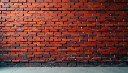 Rough red brick wall with poured concrete accents, background, industrial background