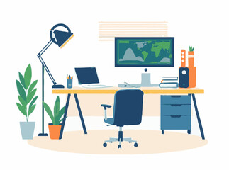 Modern Freelancer Workspace Vector Illustration