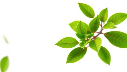 Obraz premium Single vibrant green plant, isolated on pure white background, organic, graphic