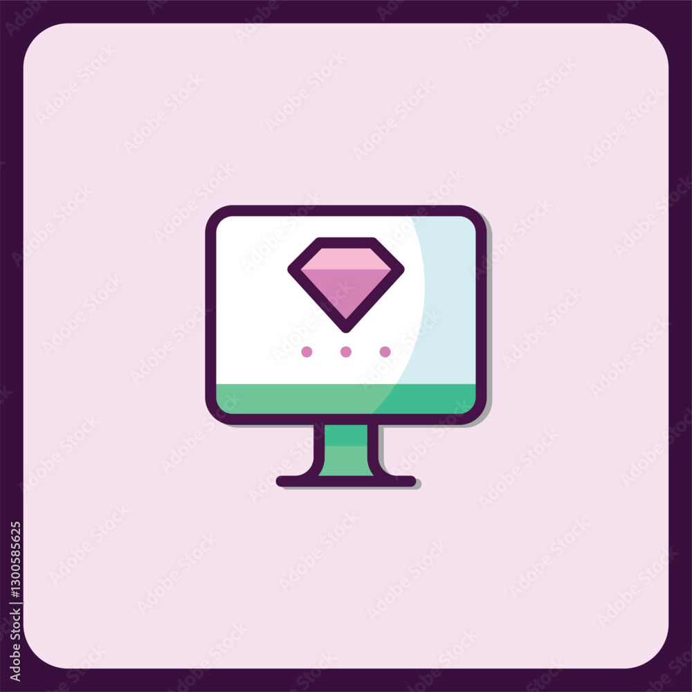 Poster premium quality gemstone display on computer screen icon