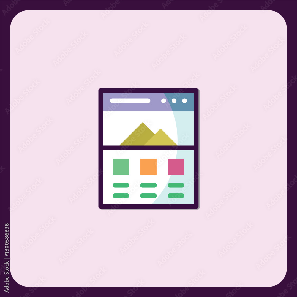 Poster modern website design icon with content blocks and visual elements