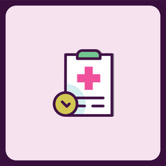 Medical Report Checklist Icon, Healthcare Document Approved