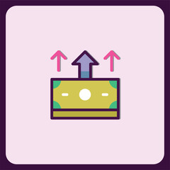 Increasing Money Growth Icon, Financial Investment, Wealth Growth, and Business Success