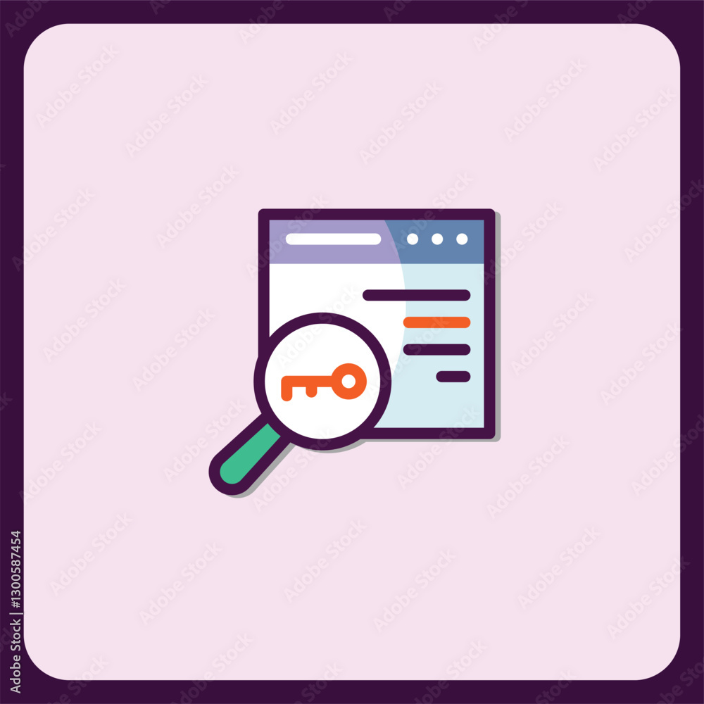 Aufkleber website key search icon, secure online access and data protection