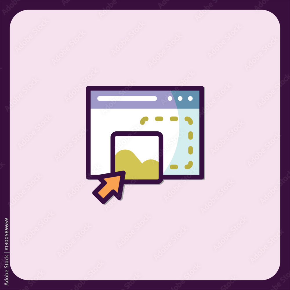 Poster website image selection icon, user clicking on an image in a browser