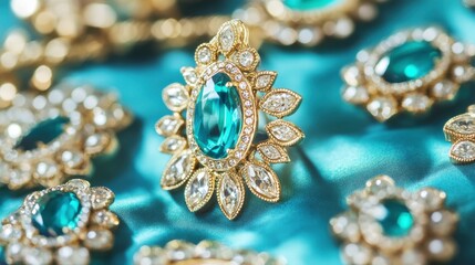 Fototapeta premium Vibrant Jewelry Against a Rich Natural Backdrop