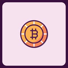 Modern Bitcoin Cryptocurrency Coin Icon Design Illustration