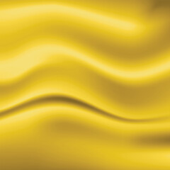 Silk yellow background. Abstract vector pattern with copy space. Liquid wave texture, smooth drapery wallpaper. Wedding fabric, satin. Wavy design for banner, card, postcard, backdrop.
