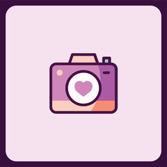 Cute Camera Icon Design with Heart Shape, Perfect for Photography Lovers and Romantic Projects