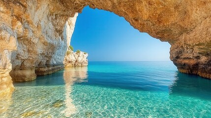 Fototapeta premium A Serene Underwater Cave Adventure