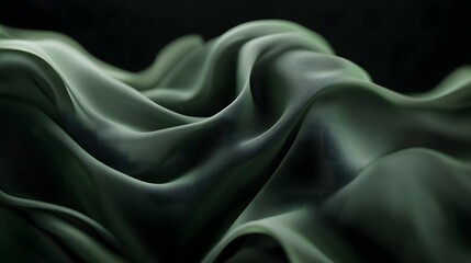 Obraz premium Abstract green wave on a black background