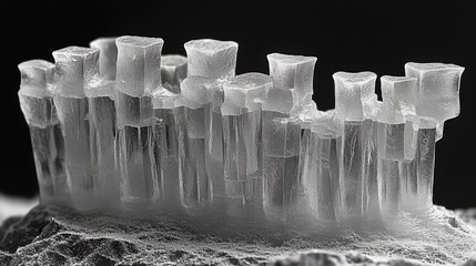 Microscopic crystal formation, science, lab, background black, research
