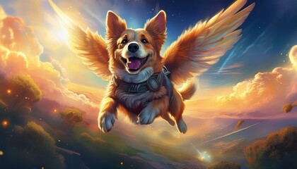 Fototapeta premium cartoon dog with wings