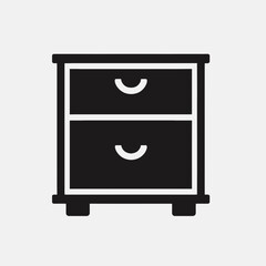 very simple flat and single minimalist Drawer Silhouette in black on a white background