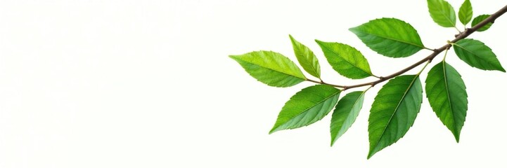 Naklejka premium A branch with leaves isolated on a white background, greenery, foliage, branches