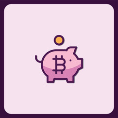 Cryptocurrency Savings Icon Piggy Bank Bitcoin Investment Finance