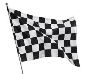 One racing checkered flag isolated on white