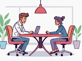 Freelancer meeting with client vector